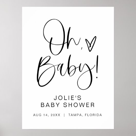 JOLIE Modern Boho Oh Baby Dusche Willkommen Poster (Vorne)