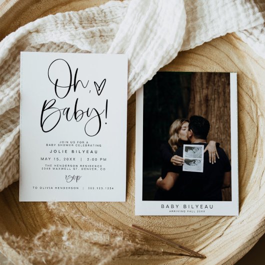 JOLIE Modern Minimal Heart Boho Baby Shower Einladung