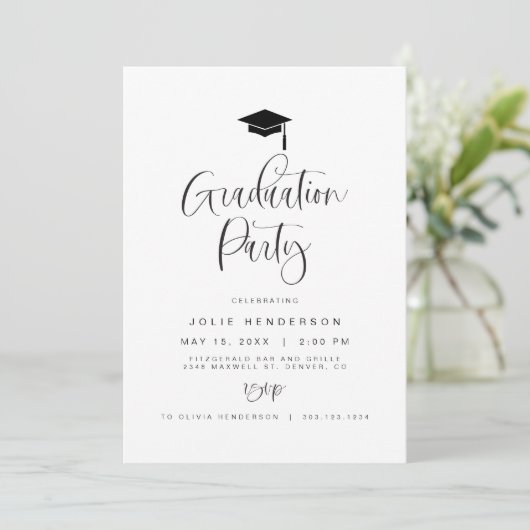 JOLIE Modern Minimal Typografie Script Abschluss Einladung (Stehend Vorderseite)