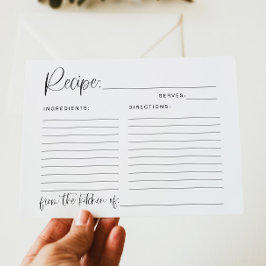 JOLIE Moderne Minimalistische Brautparty Rezept Ka Begleitkarte