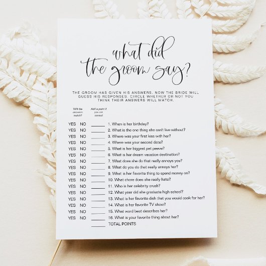 JOLIE Was hat der Groom gesagt Brautparty Game? Einladung