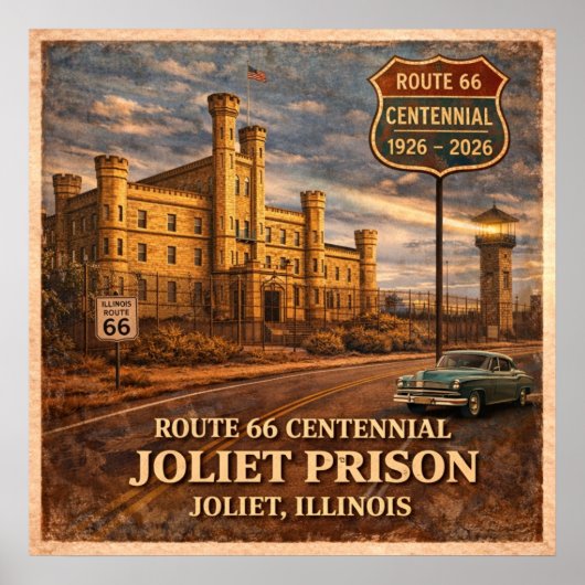 Joliet-Gefängnis Chicago Route 66 Poster (Vorne)