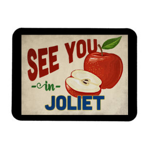 Joliet Illinois Apple - Vintage Travel Magnet