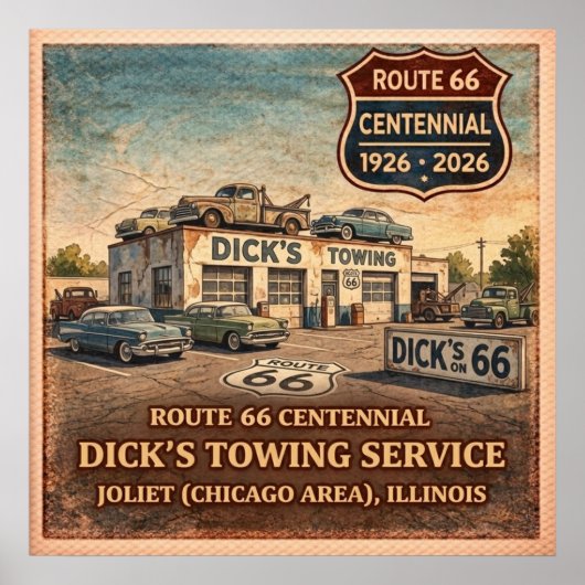 Joliet Illinois Route 66 Abschleppdienst Poster (Vorne)