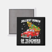 Jolliest Bunch Of Teacher Red Truck Christmas Xmas Magnet (Vorderseite/Rückseite)