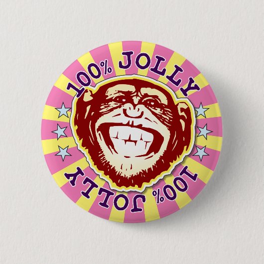 Jolly 100% Funny Funky Monkey Abzeichen Button (Vorderseite)