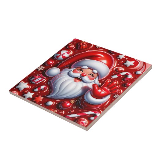 Jolly 3D Santa in Red Keramik Tiles Fliese (Seite)