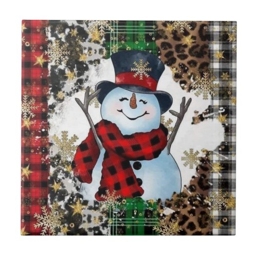 Jolly 3D Snowman Keramik Tiles Fliese (Vorderseite)
