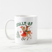 Jolly Af Christmas Retro 50s Cute Girl And Deer Vi Kaffeetasse (Links)