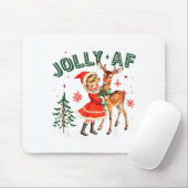 Jolly Af Christmas Retro 50s Cute Girl And Deer Vi Mousepad (Mit Mouse)