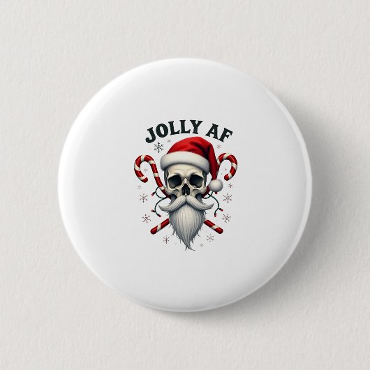 Jolly Af Christmas Skull Santa Hat Happy Xmas Holi Button (Vorderseite)