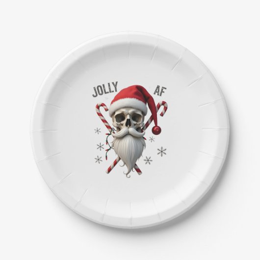 Jolly Af Christmas Skull Santa Hat Happy Xmas Holi Pappteller (Vorderseite)
