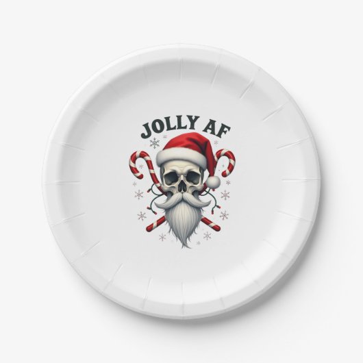 Jolly Af Christmas Skull Santa Hat Happy Xmas Holi Pappteller (Vorderseite)