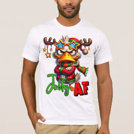 Jolly AF - Sarcastic Grumpy Duck Christmas T-Shirt