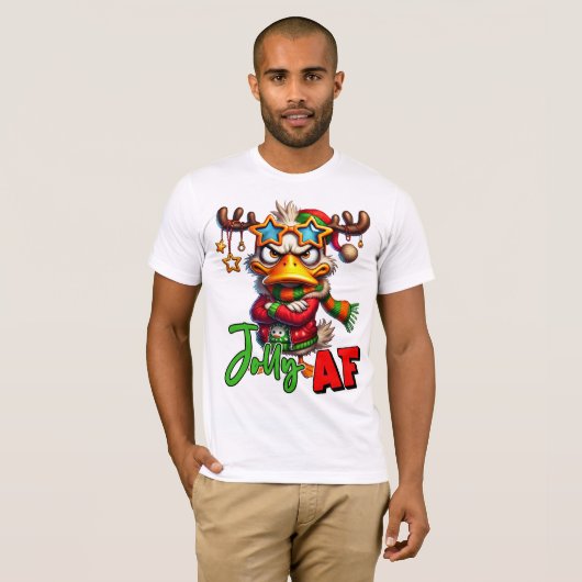 Jolly AF - Sarcastic Grumpy Duck Christmas T-Shirt (Vorne ganz)