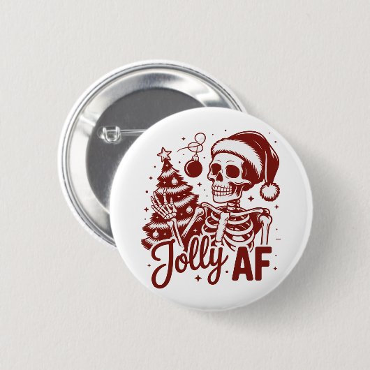 Jolly Af Skeleton Snarky Christmas Sarcastic Funny Button (Vorne & Hinten)