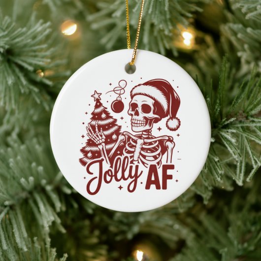 Jolly Af Skeleton Snarky Christmas Sarcastic Funny Keramik Ornament (Baum)