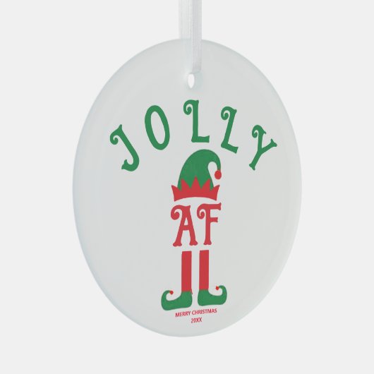 Jolly AF - Weihnachtsschmuck, Helferelf des Weihna Ornament Aus Glas (Vorderseite Rechts)