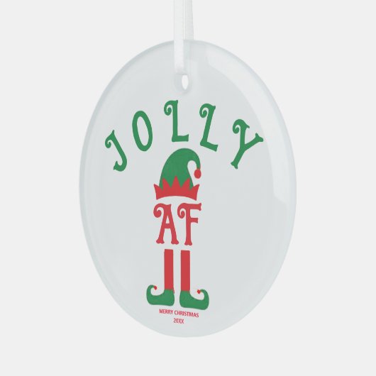 Jolly AF - Weihnachtsschmuck, Helferelf des Weihna Ornament Aus Glas (Vorderseite links)