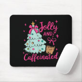 Jolly & Caffeinated Coffee Coquette Bow Xmas T Mousepad (Mit Mouse)
