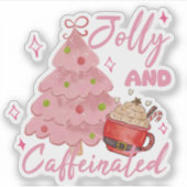 Jolly and Caffeinated Christmas Tree Coffee Design Aufkleber (Vorderseite)