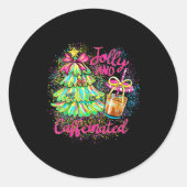 Jolly And Caffeinated Christmas Tree Coquette Bow  Runder Aufkleber (Vorderseite)