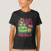 Jolly And Caffeinated Christmas Tree Coquette Bow T-Shirt (Vorderseite)