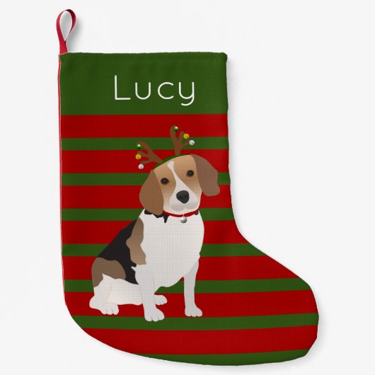 Jolly Beagle Personalisiert Kleiner WeihnachtsStru Weihnachtsstrumpf (Vorderseite)