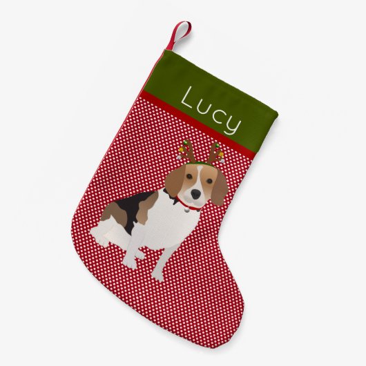 Jolly Beagle Personalisiert Kleiner Weihnachtsstrumpf (Vorderansicht (hängend))