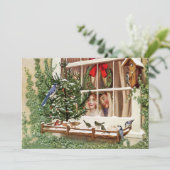 Jolly Birds Christmas Holiday Card Feiertagskarte (Stehend Vorderseite)