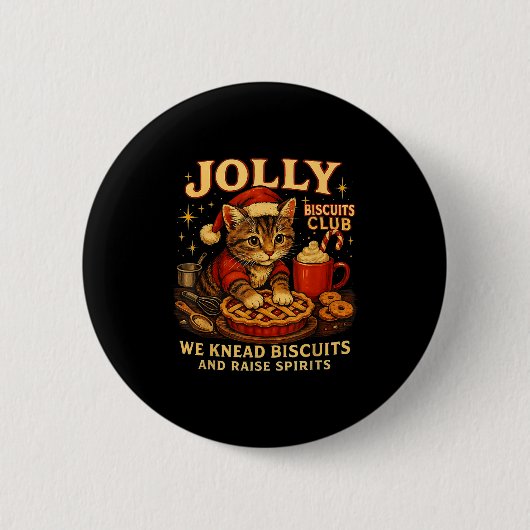 Jolly Biscuits Club We Knead Cat Xmas Button (Vorderseite)