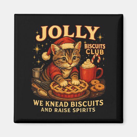 Jolly Biscuits Club We Knead Cat Xmas Magnet (Vorne)