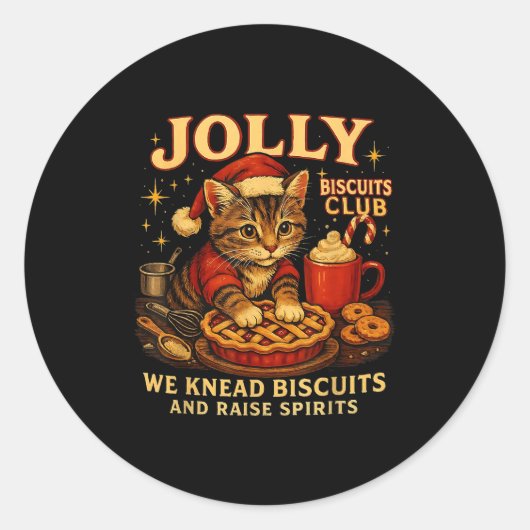 Jolly Biscuits Club We Knead Cat Xmas Runder Aufkleber (Vorderseite)