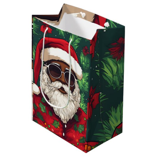 Jolly Black Santa Weihnachtsgeschenktasche Mittlere Geschenktüte (Vorderseite Schrägansicht)