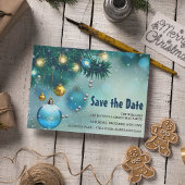 Jolly Blue & Gold Christmas Save the Date Einladungspostkarte