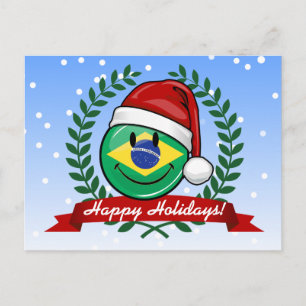 Jolly Brazilian Flag Weihnachtsstil Feiertagspostkarte