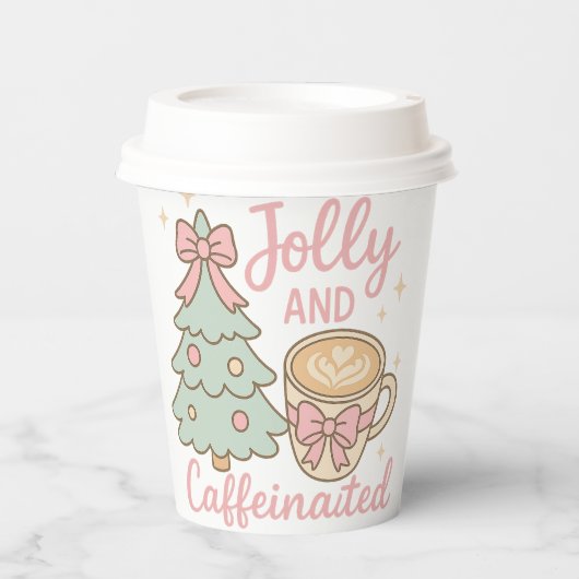 Jolly & Caffeinated Coquette Christmas Latte Mug Pappbecher (Vorderseite)