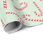 Jolly Christmas Candy Cane Light Green nahtlos Geschenkpapier (Rolleneckpunkt)