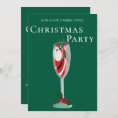 Jolly Christmas Cheers mit Santa Champagne Einladung (Vorne/Hinten)