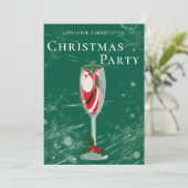 Jolly Christmas Cheers mit Santa Champagne Einladung (Stehend Vorderseite)