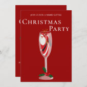 Jolly Christmas Cheers mit Santa Champagne Einladung (Vorne/Hinten)
