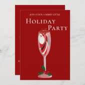 Jolly Christmas Cheers Santa champagne Holiday Einladung (Vorne/Hinten)