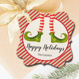 Jolly Christmas Elf Legs Stripes EXTRAVAGANT Geschenkanhänger