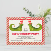 Jolly Christmas Elf Legs Stripes Holiday Invites (Stehend Vorderseite)