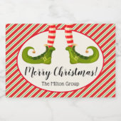 Jolly Christmas Elf Legs Stripes Holiday Mini Schaumweinetikett (Einzelnes Label)