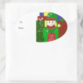Jolly Christmas Elf Ovaler Aufkleber (Tasche)