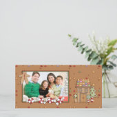 Jolly Christmas - Gingerbread House Feiertagskarte (Stehend Vorderseite)