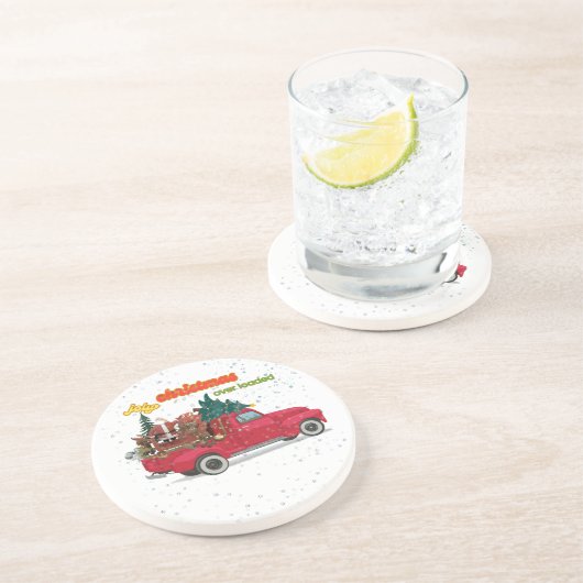Jolly Christmas Overloaded Truck Getränkeuntersetzer (Seite)