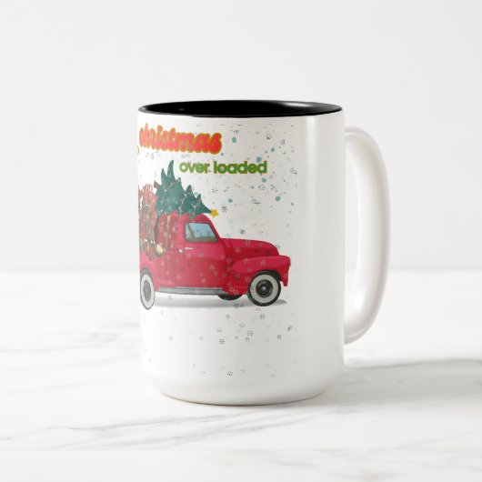 Jolly Christmas Overloaded Truck Zweifarbige Tasse (VorderseiteRechts)