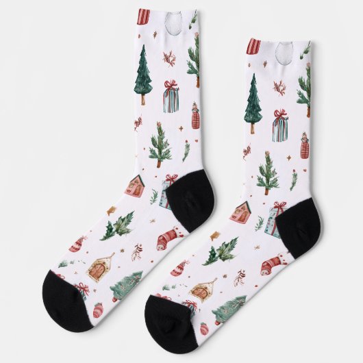 Jolly Christmas Pattern Socks | Fun Gift Socken (Linkes Detail)